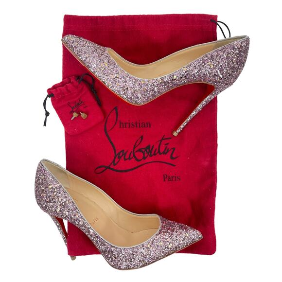 Christian Louboutin Pigalle 120 Glitter Pointed Toe Pump Pink Size 38 - Picture 13 of 13